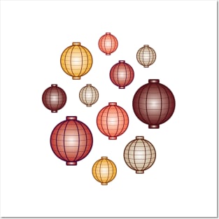 Lanterns | Mid Autumn Festival | Maroon Orange Gray Posters and Art